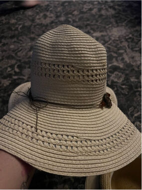 Women's Unbranded Straw Sun Hat One Size Beige with Brown Accent
